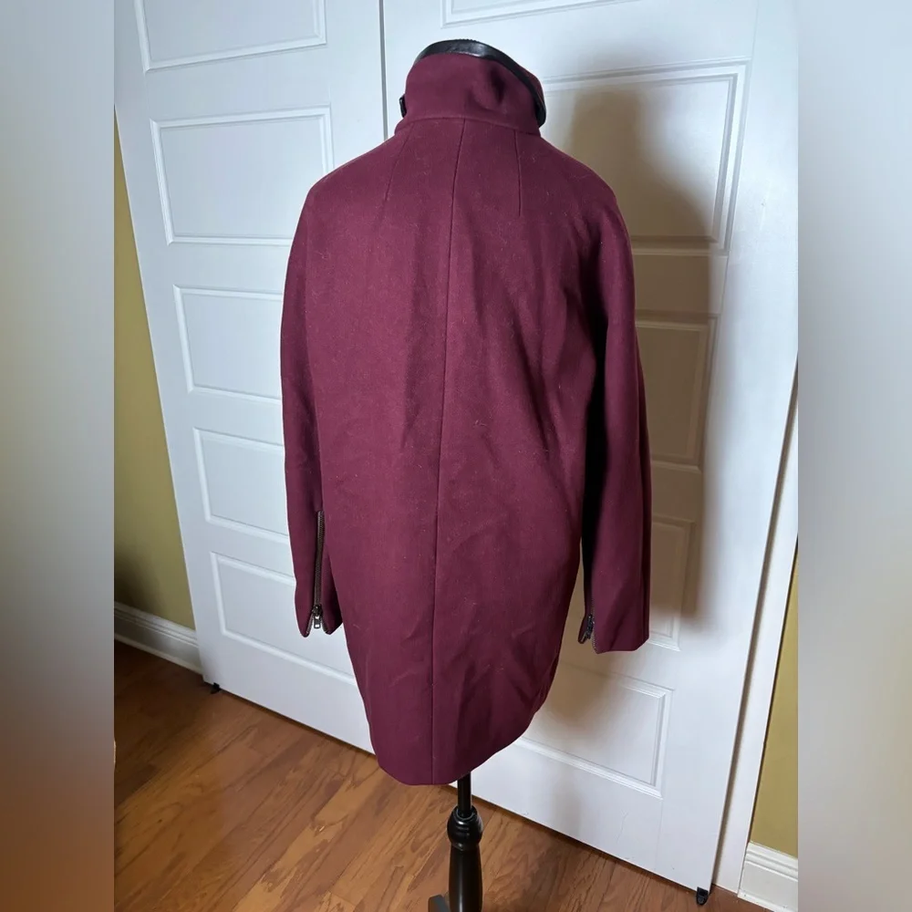Madewell City Grid Asymmetrical Coat in Dark Cabernet